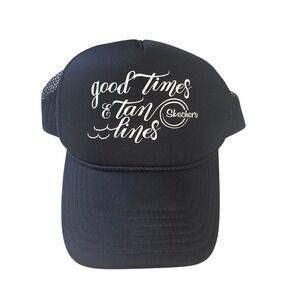 Skechers Good Times Tan Lines Trucker Hat Mens Black Mesh Foam Snapback Cap